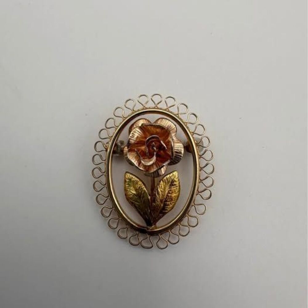 Vintage dainty Rose brooch, 14k Gold OVERLAY by Krementz